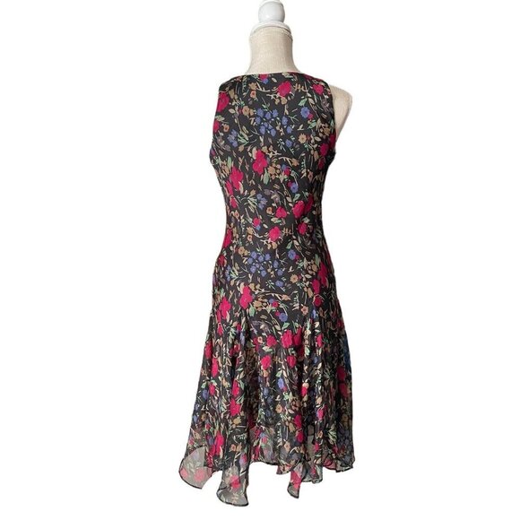 Ralph Lauren 90s Does 30s Women Black Floral Chiffon Flowing Maxi Dress Sz 2P - Picture 5 of 11
